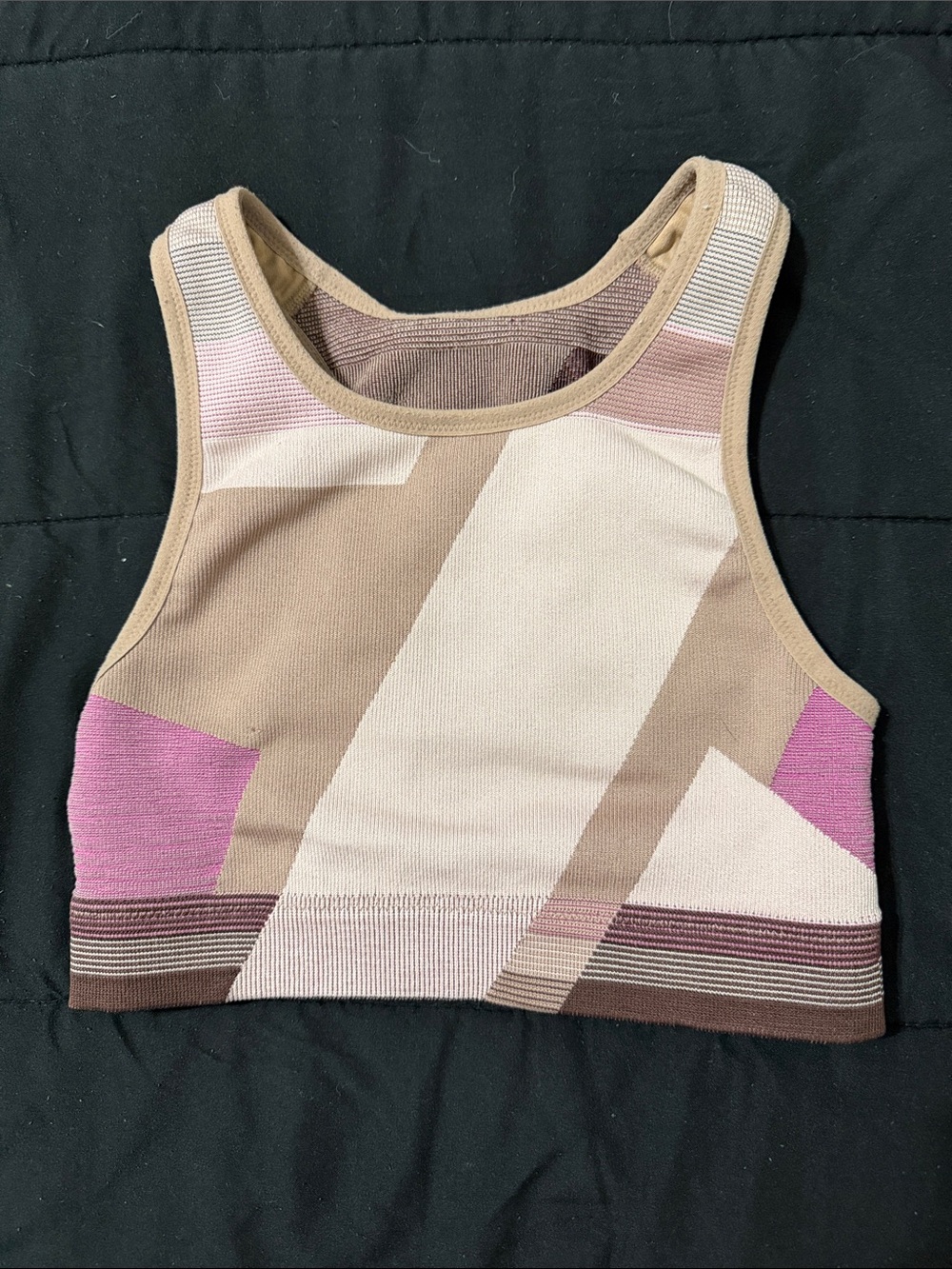 Nike Beige, Pink & Cream Geometric Seamless Sports Bra